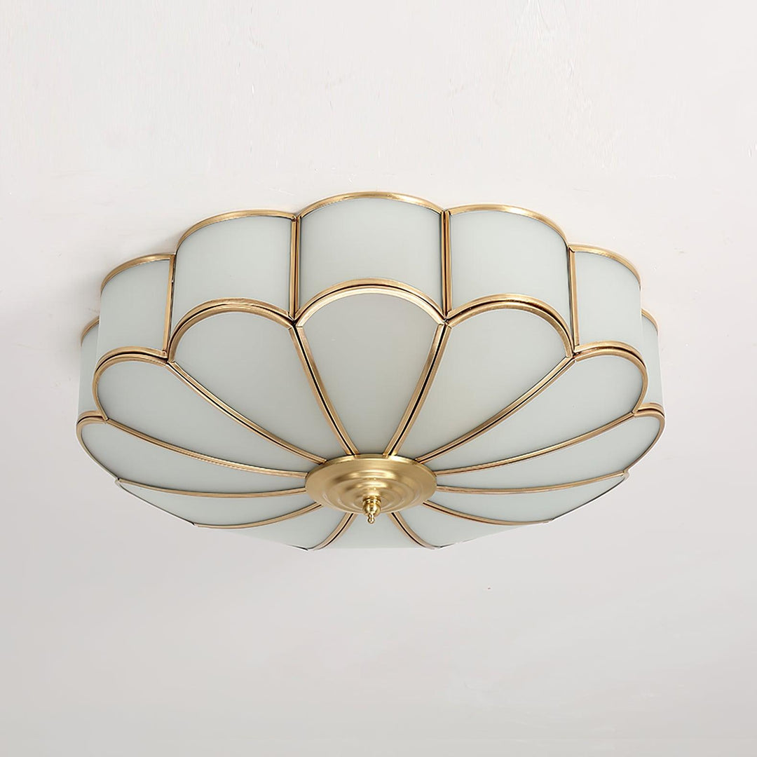 Florina: Lampada da soffitto a forma di fiore in vetro e ottone – Elegante per camera da letto e soggiorno
