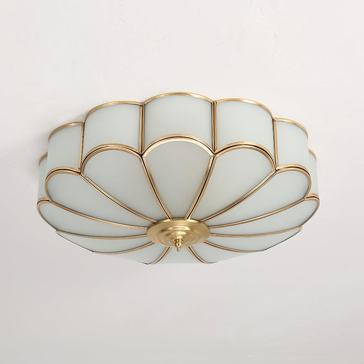 Florina: Lampada da soffitto a forma di fiore in vetro e ottone – Elegante per camera da letto e soggiorno