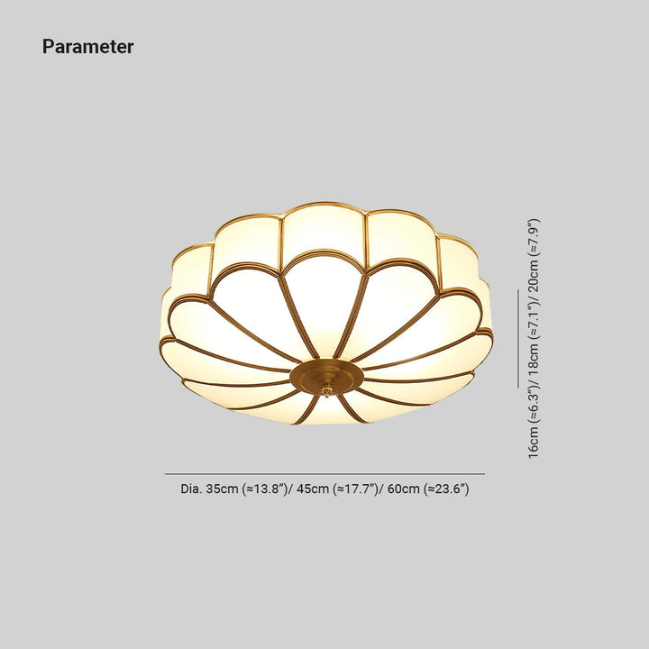 Florina: Lampada da soffitto a forma di fiore in vetro e ottone – Elegante per camera da letto e soggiorno