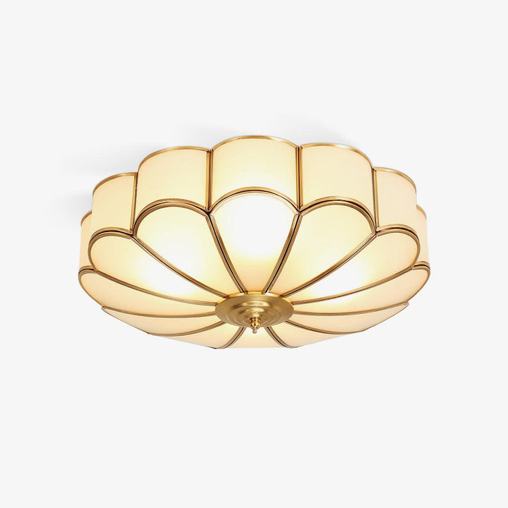 Florina: Lampada da soffitto a forma di fiore in vetro e ottone – Elegante per camera da letto e soggiorno
