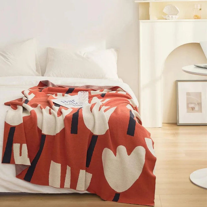 FrühlingsBlüte: Coperte in cotone con motivo floreale e qualità traspirante – per soggiorno e letto