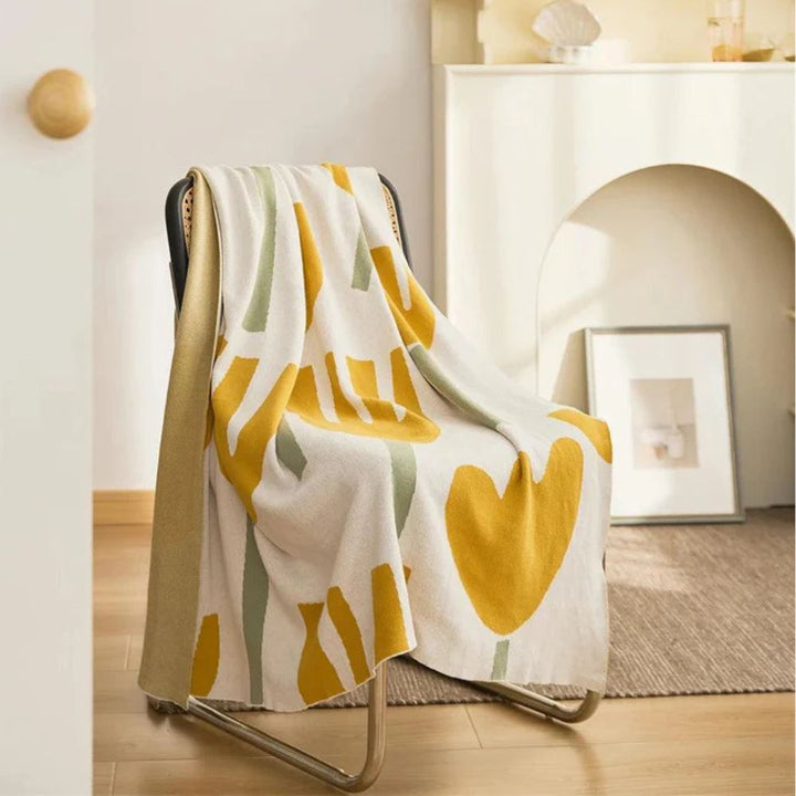 FrühlingsBlüte: Coperte in cotone con motivo floreale e qualità traspirante – per soggiorno e letto