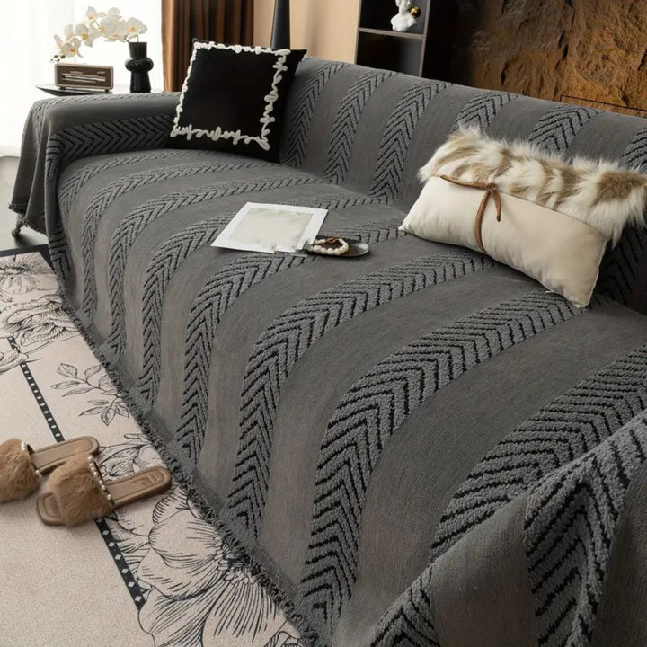 GeoWebart: Copertura per divano in design Chevron in microfibra traspirante con motivo geometrico – per divano e soggiorno