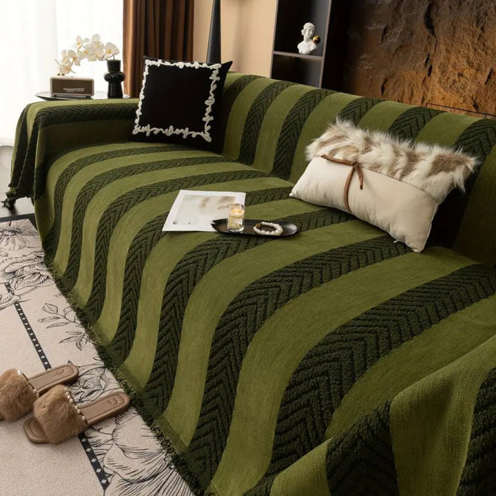 GeoWebart: Copertura per divano in design Chevron in microfibra traspirante con motivo geometrico – per divano e soggiorno