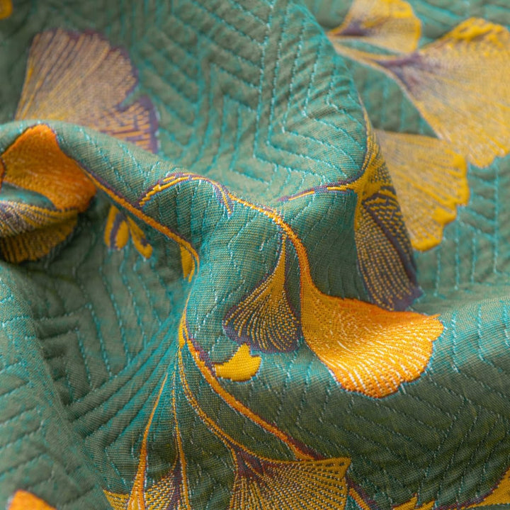 GinkLoom: Coperta in cotone reversibile con motivo jacquard ginkgo e struttura elegante – per camera da letto e soggiorno