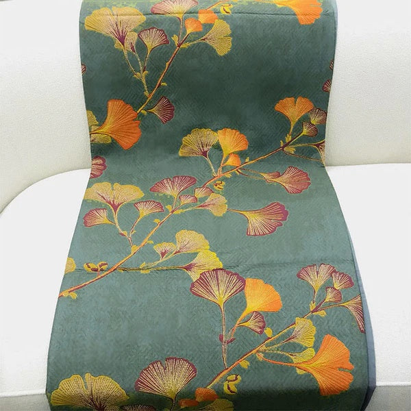 GinkLoom: Coperta in cotone reversibile con motivo jacquard ginkgo e struttura elegante – per camera da letto e soggiorno