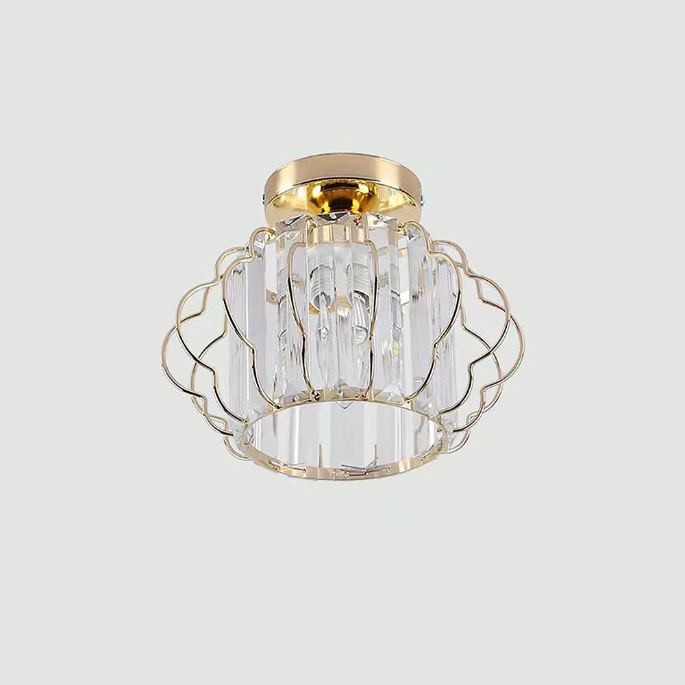 GlanzFlair: Lampada da soffitto in cristallo dorato moderna – elegante e luminosa per corridoio e sala da pranzo