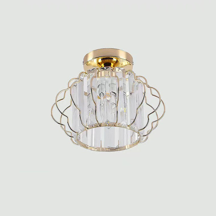 GlanzFlair: Lampada da soffitto in cristallo dorato moderna – elegante e luminosa per corridoio e sala da pranzo