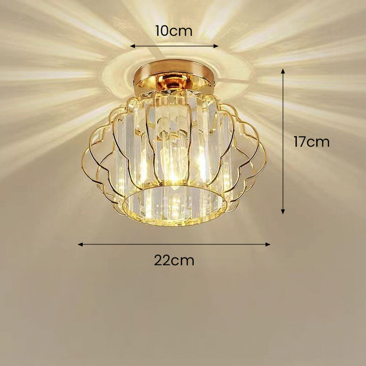 GlanzFlair: Lampada da soffitto in cristallo dorato moderna – elegante e luminosa per corridoio e sala da pranzo