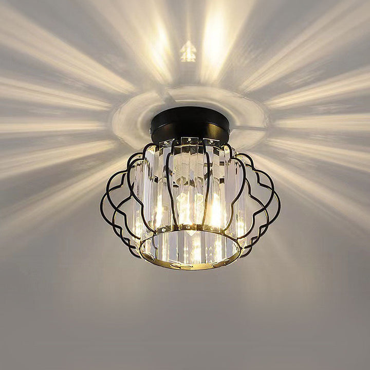 GlanzFlair: Lampada da soffitto in cristallo dorato moderna – elegante e luminosa per corridoio e sala da pranzo
