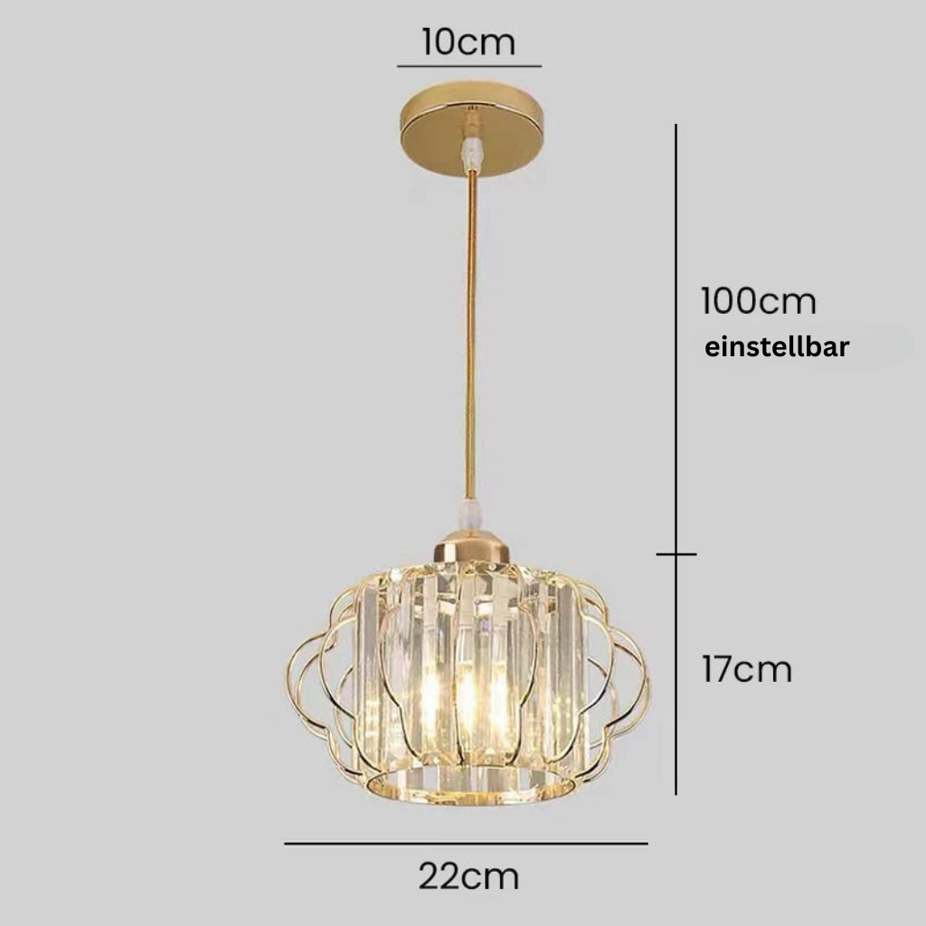 GlanzFlair: Lampada da soffitto in cristallo dorato moderna – elegante e luminosa per corridoio e sala da pranzo