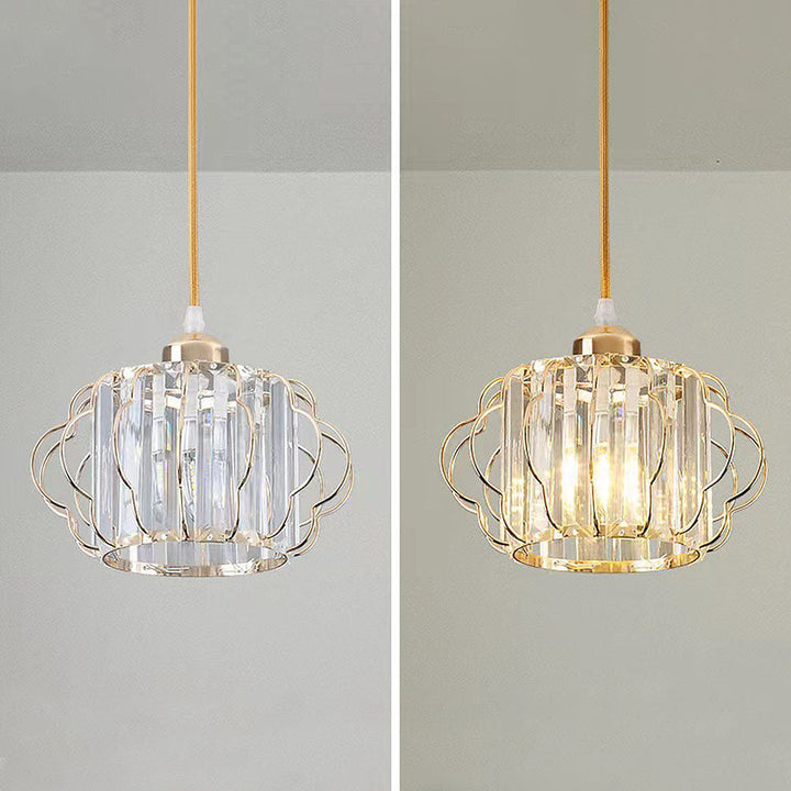 GlanzFlair: Lampada da soffitto in cristallo dorato moderna – elegante e luminosa per corridoio e sala da pranzo