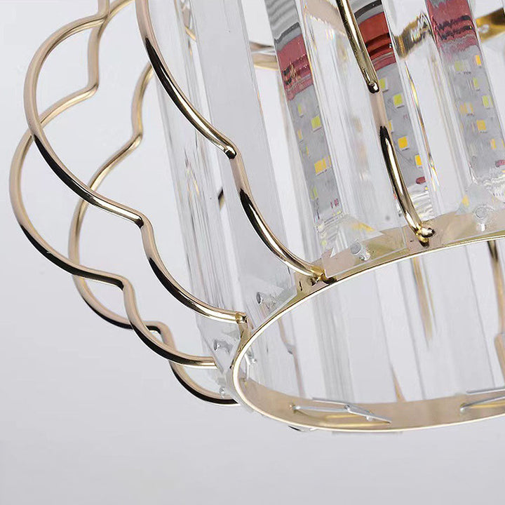 GlanzFlair: Lampada da soffitto in cristallo dorato moderna – elegante e luminosa per corridoio e sala da pranzo