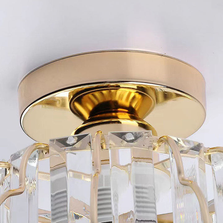 GlanzFlair: Lampada da soffitto in cristallo dorato moderna – elegante e luminosa per corridoio e sala da pranzo