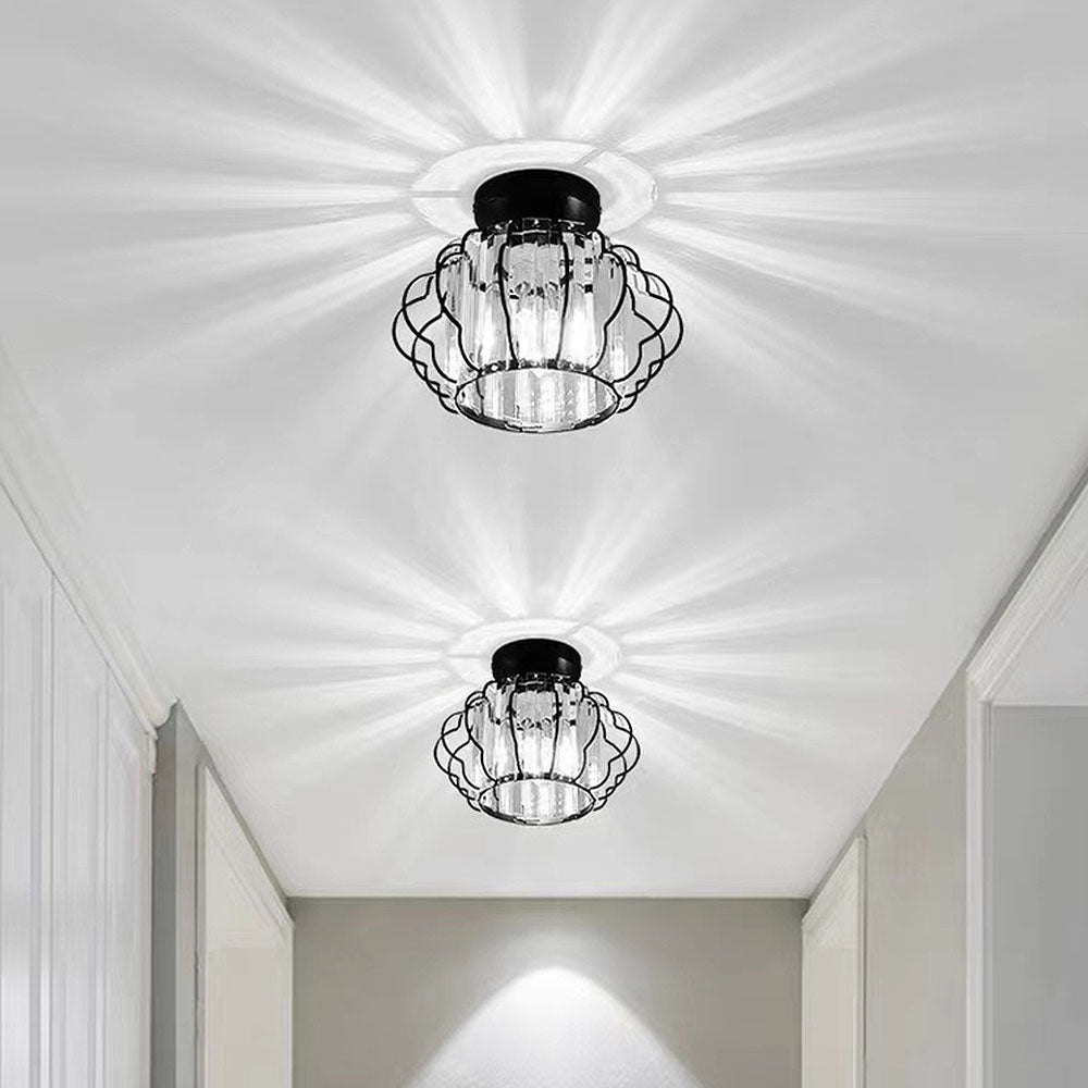 GlanzFlair: Lampada da soffitto in cristallo dorato moderna – elegante e luminosa per corridoio e sala da pranzo