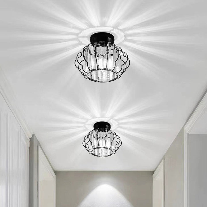 GlanzFlair: Lampada da soffitto in cristallo dorato moderna – elegante e luminosa per corridoio e sala da pranzo