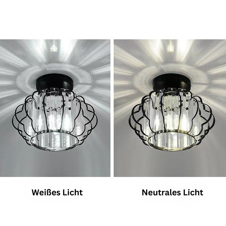 GlanzFlair: Lampada da soffitto in cristallo dorato moderna – elegante e luminosa per corridoio e sala da pranzo