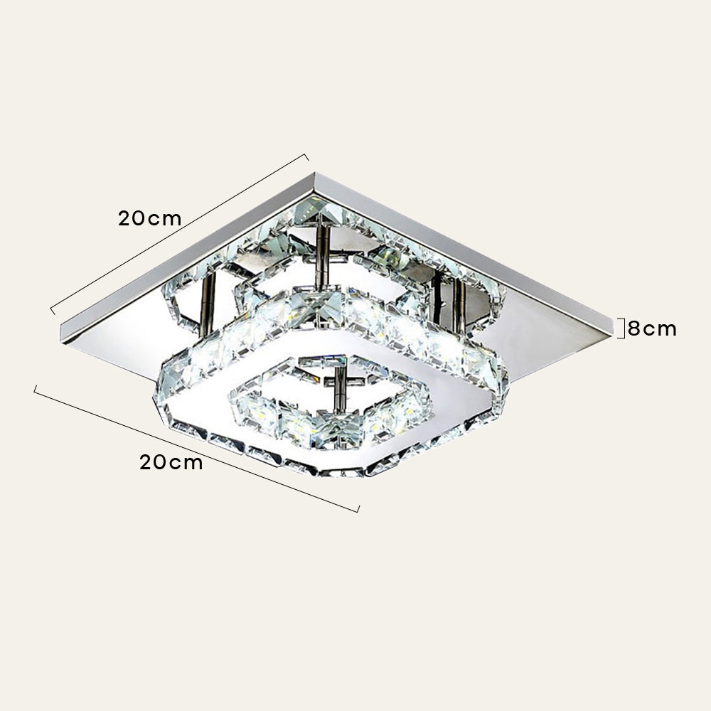 GlanzFlur: Plafoniera LED in cristallo lussuosa e moderna – decorativa e luminosa per corridoio e soggiorno