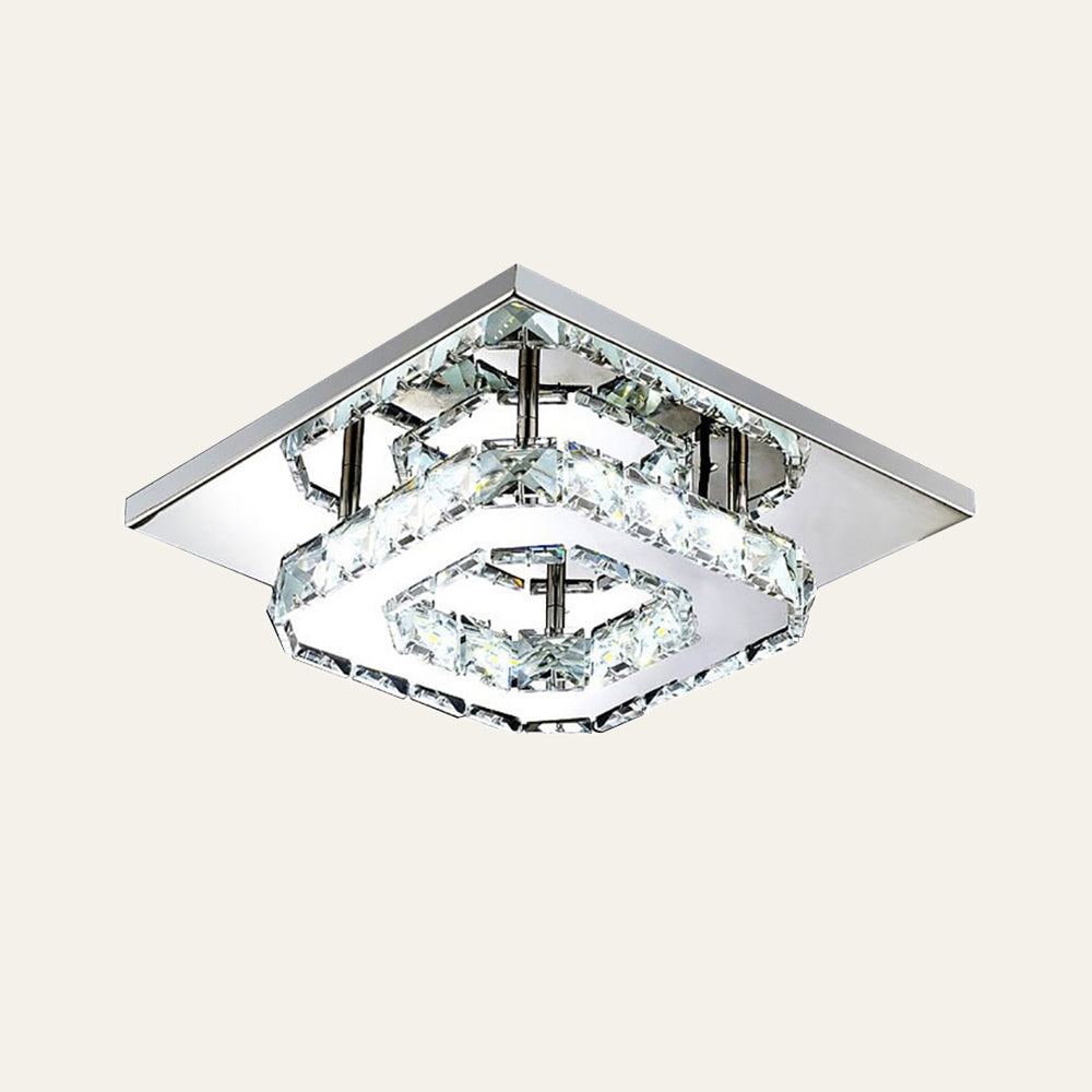GlanzFlur: Plafoniera LED in cristallo lussuosa e moderna – decorativa e luminosa per corridoio e soggiorno