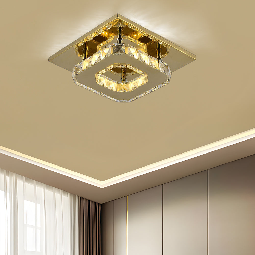 GlanzFlur: Plafoniera LED in cristallo lussuosa e moderna – decorativa e luminosa per corridoio e soggiorno
