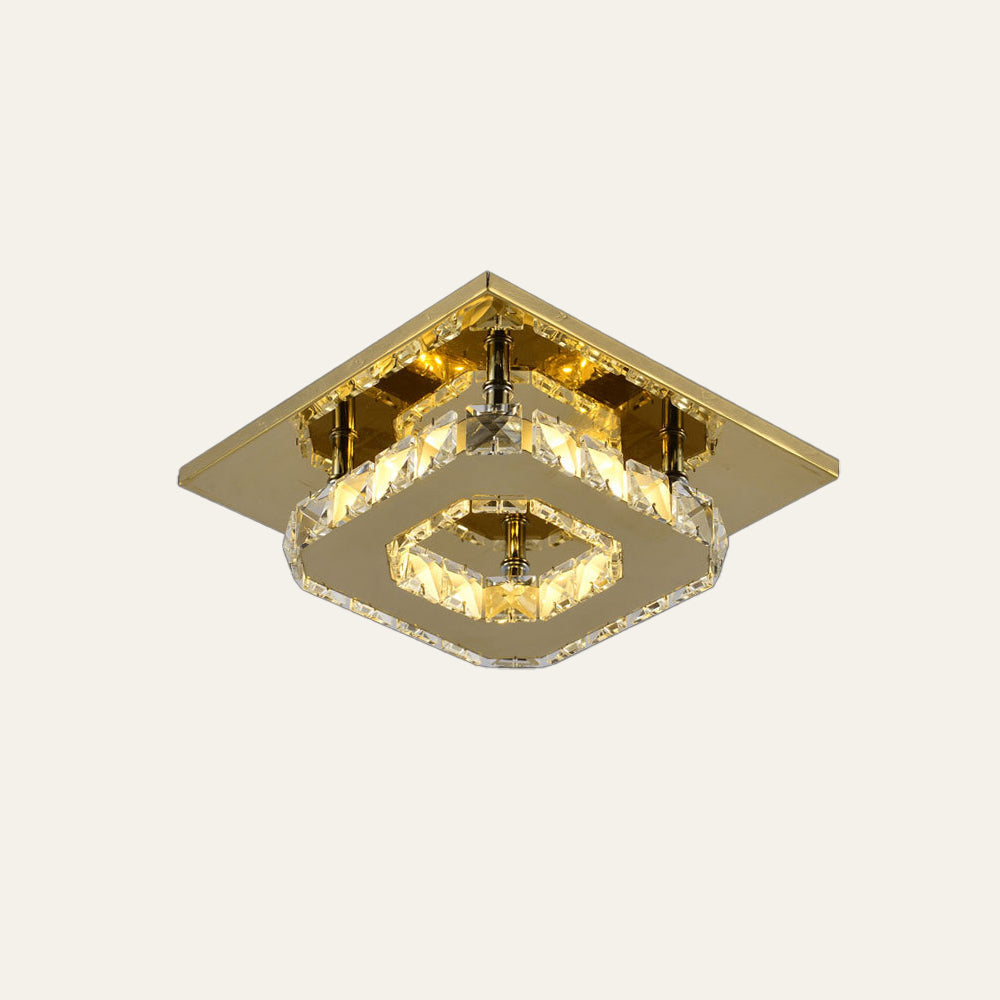 GlanzFlur: Plafoniera LED in cristallo lussuosa e moderna – decorativa e luminosa per corridoio e soggiorno