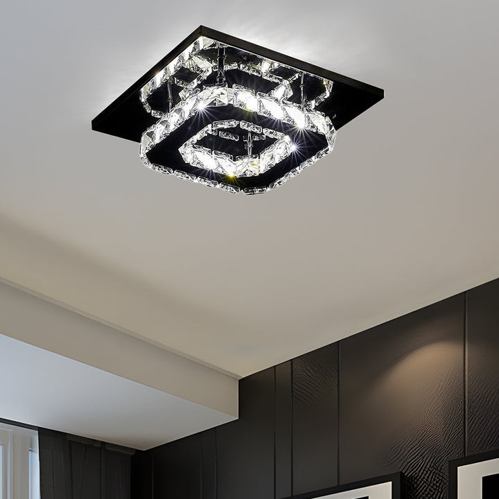 GlanzFlur: Plafoniera LED in cristallo lussuosa e moderna – decorativa e luminosa per corridoio e soggiorno