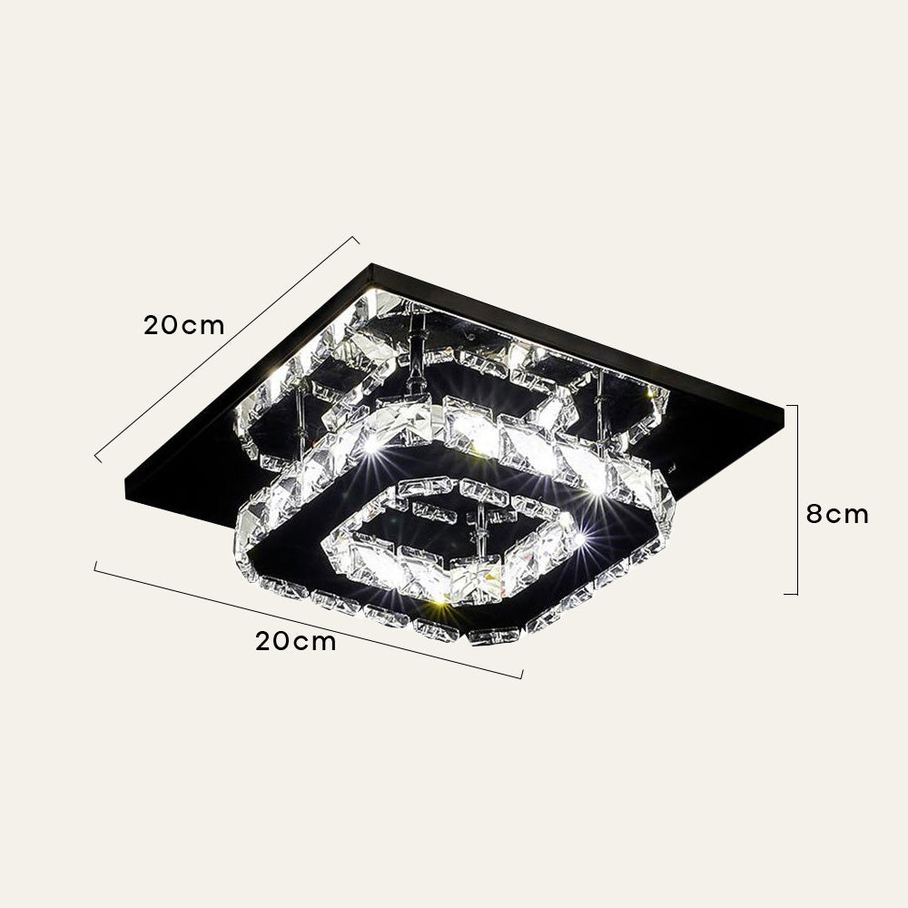 GlanzFlur: Plafoniera LED in cristallo lussuosa e moderna – decorativa e luminosa per corridoio e soggiorno