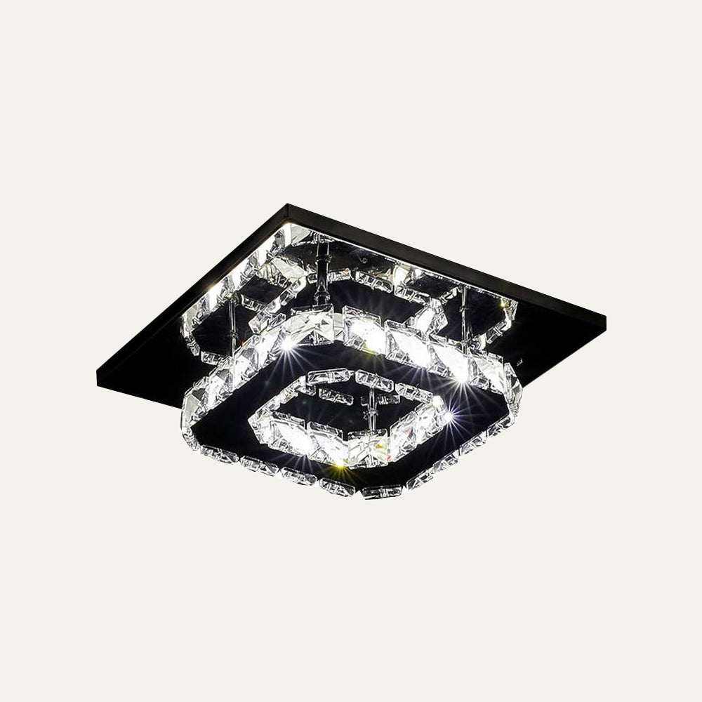 GlanzFlur: Plafoniera LED in cristallo lussuosa e moderna – decorativa e luminosa per corridoio e soggiorno
