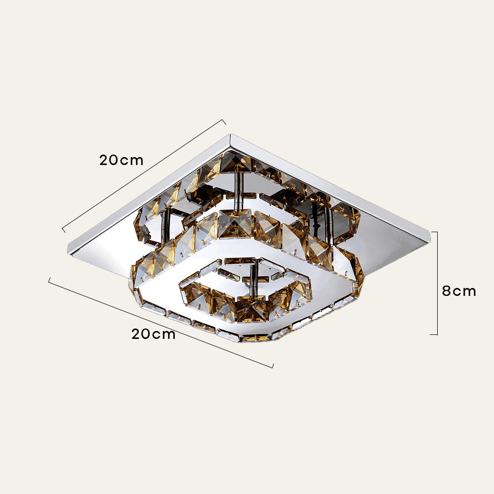 GlanzFlur: Plafoniera LED in cristallo lussuosa e moderna – decorativa e luminosa per corridoio e soggiorno