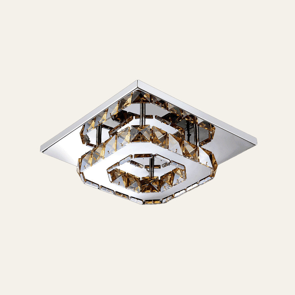 GlanzFlur: Plafoniera LED in cristallo lussuosa e moderna – decorativa e luminosa per corridoio e soggiorno