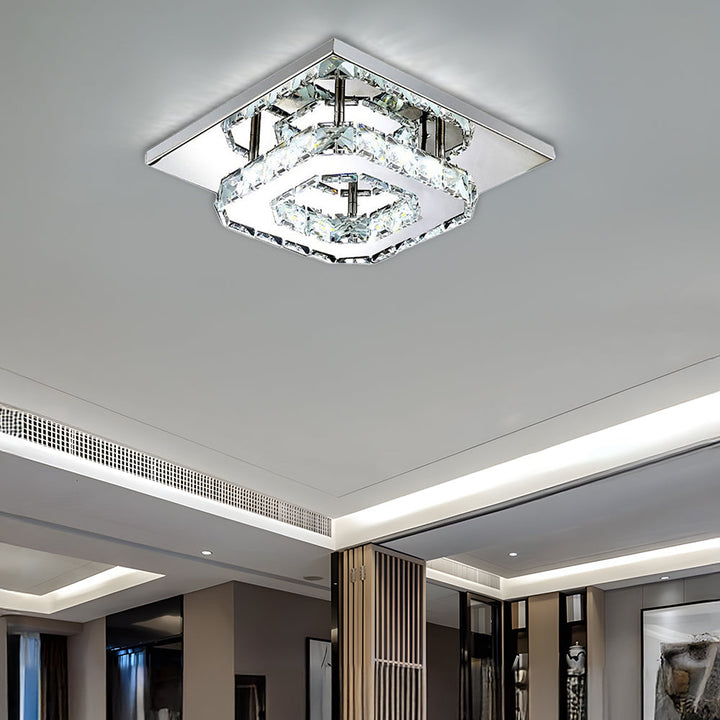 GlanzFlur: Plafoniera LED in cristallo lussuosa e moderna – decorativa e luminosa per corridoio e soggiorno