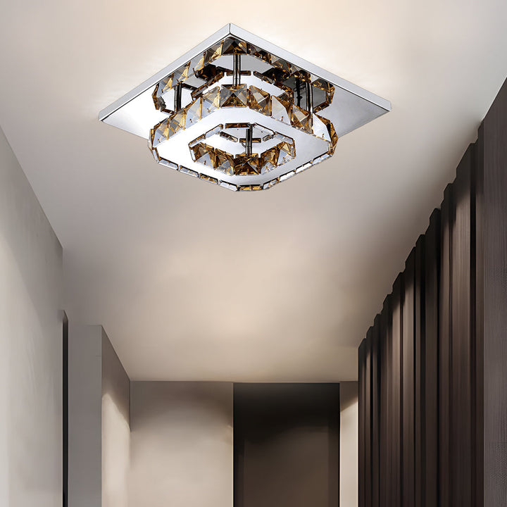 GlanzFlur: Plafoniera LED in cristallo lussuosa e moderna – decorativa e luminosa per corridoio e soggiorno