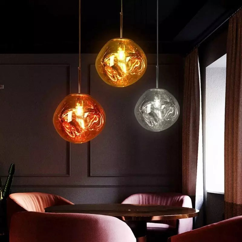 GlanzForm: Lampada a sospensione di design in vetro fuso moderno – Elegante lampada da soffitto per soggiorno e sala da pranzo
