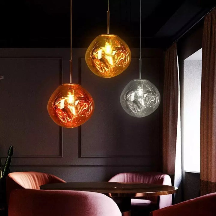 GlanzForm: Lampada a sospensione di design in vetro fuso moderno – Elegante lampada da soffitto per soggiorno e sala da pranzo