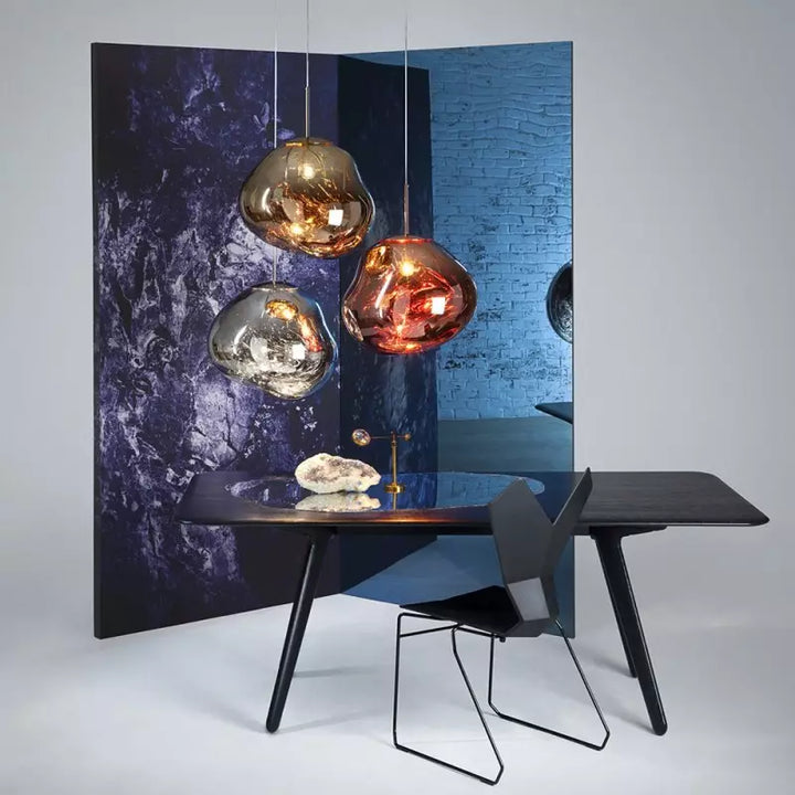 GlanzForm: Lampada a sospensione di design in vetro fuso moderno – Elegante lampada da soffitto per soggiorno e sala da pranzo