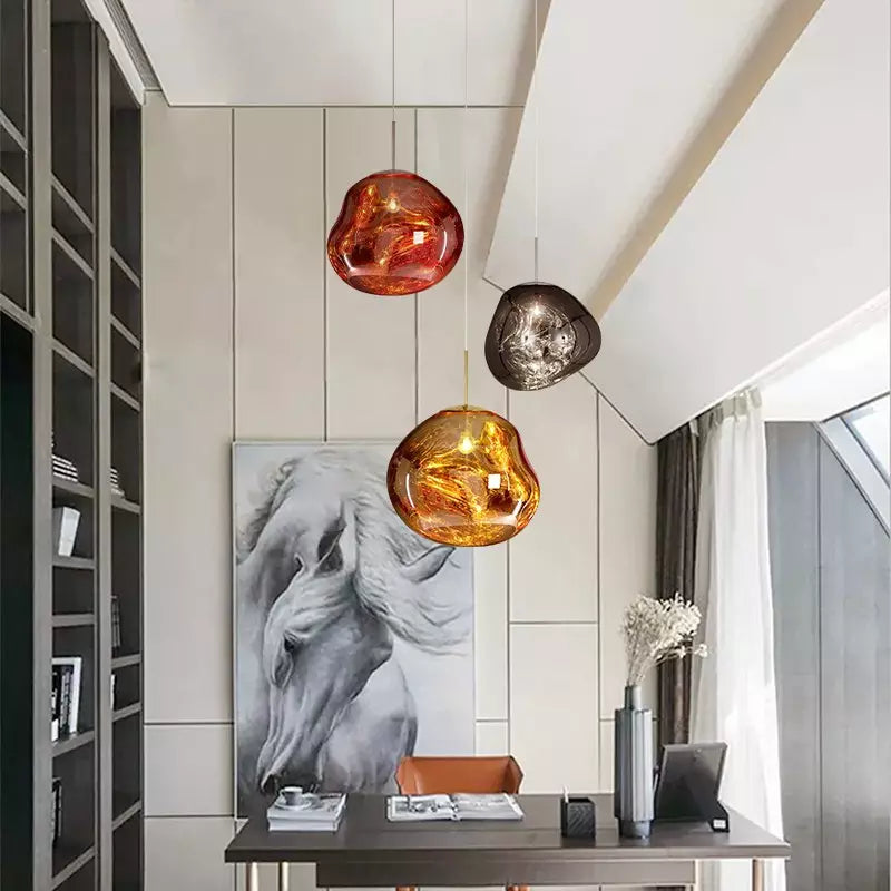 GlanzForm: Lampada a sospensione di design in vetro fuso moderno – Elegante lampada da soffitto per soggiorno e sala da pranzo