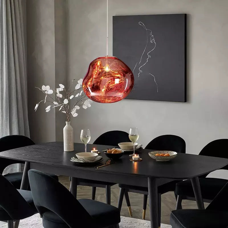 GlanzForm: Lampada a sospensione di design in vetro fuso moderno – Elegante lampada da soffitto per soggiorno e sala da pranzo