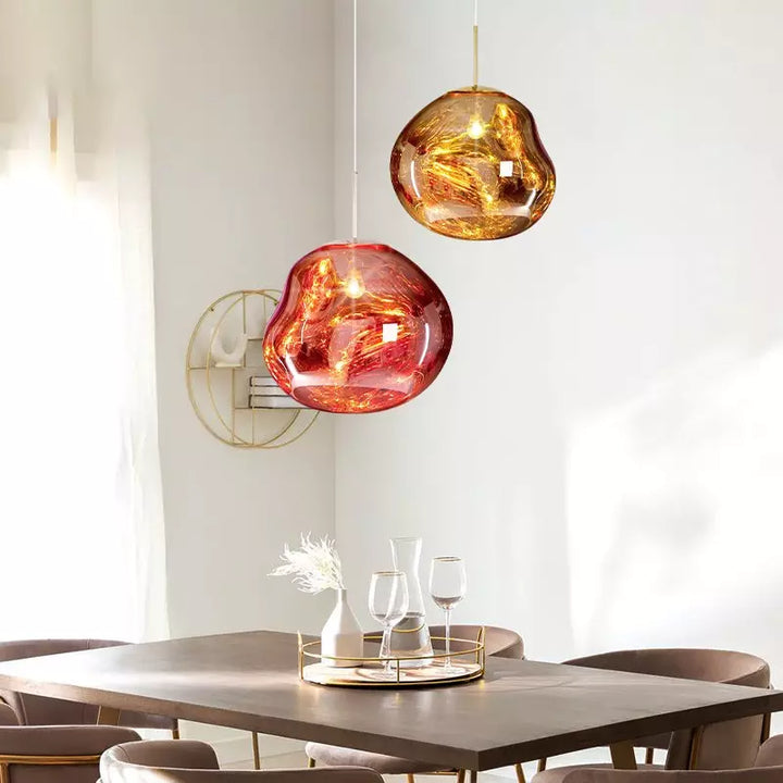 GlanzForm: Lampada a sospensione di design in vetro fuso moderno – Elegante lampada da soffitto per soggiorno e sala da pranzo