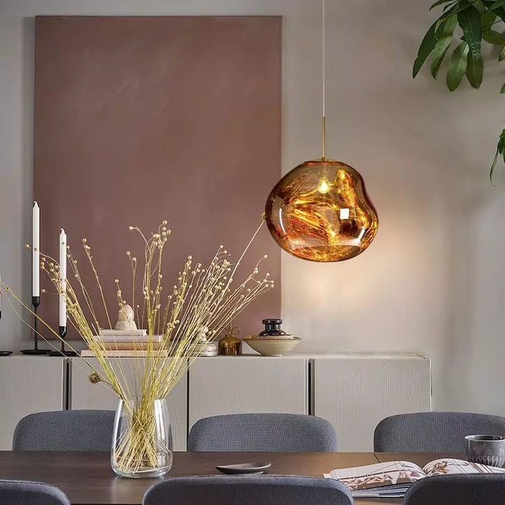 GlanzForm: Lampada a sospensione di design in vetro fuso moderno – Elegante lampada da soffitto per soggiorno e sala da pranzo