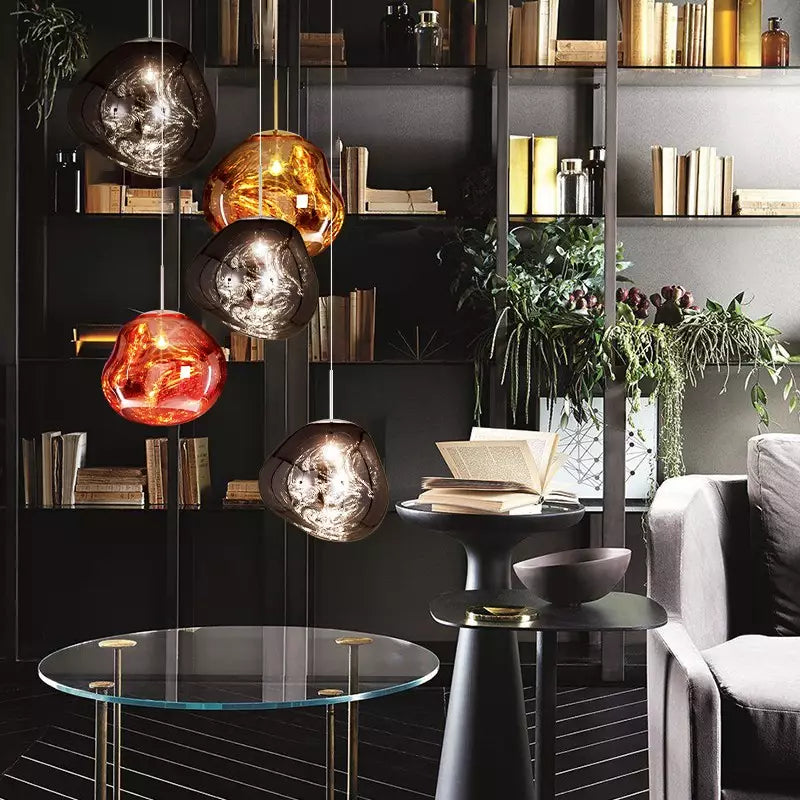 GlanzForm: Lampada a sospensione di design in vetro fuso moderno – Elegante lampada da soffitto per soggiorno e sala da pranzo