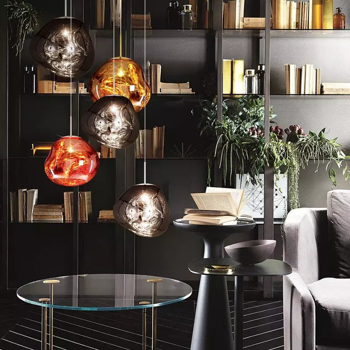 GlanzForm: Lampada a sospensione di design in vetro fuso moderno – Elegante lampada da soffitto per soggiorno e sala da pranzo