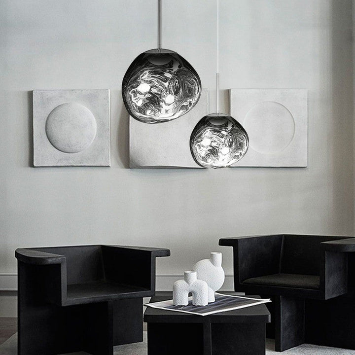 GlanzForm: Lampada a sospensione di design in vetro fuso moderno – Elegante lampada da soffitto per soggiorno e sala da pranzo