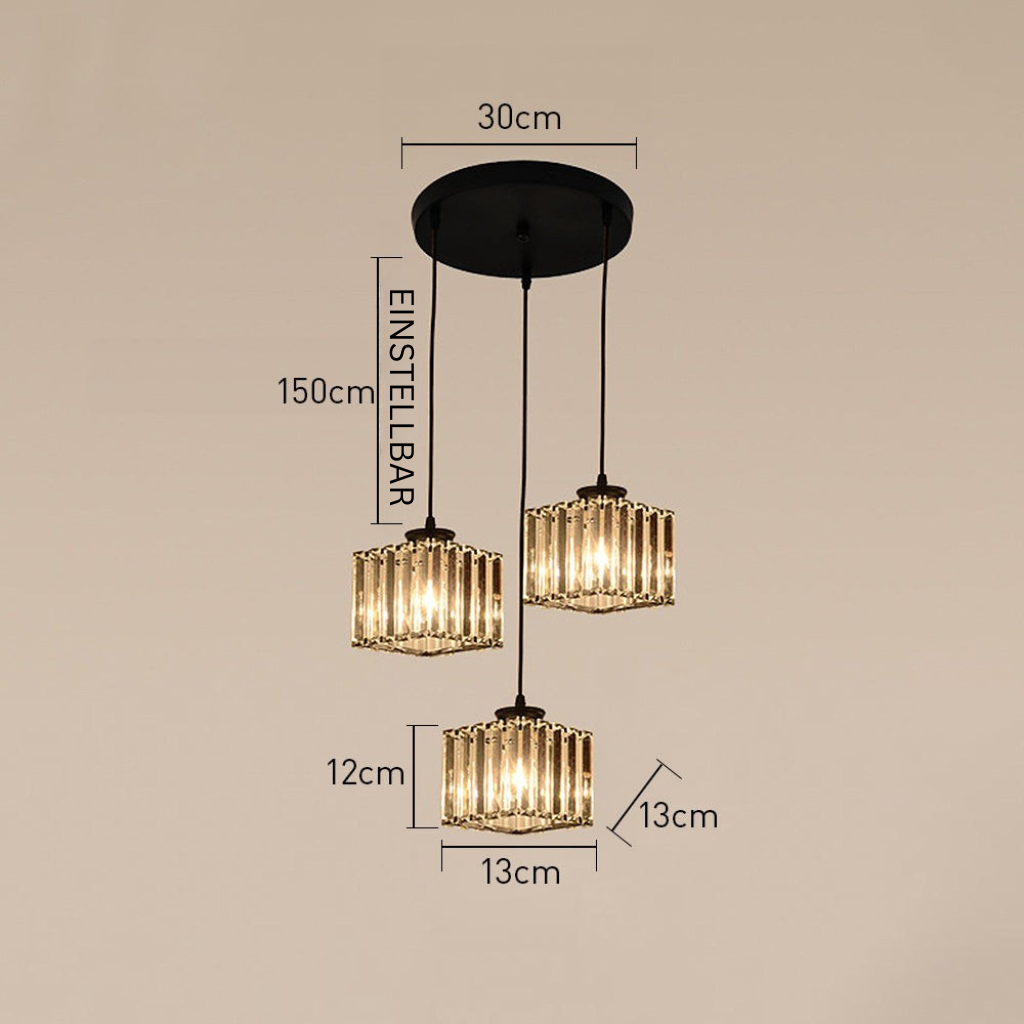 GlanzInsel: Lampadario in cristallo di design 3 fiamme – elegante e luminoso per cucina e zona pranzo
