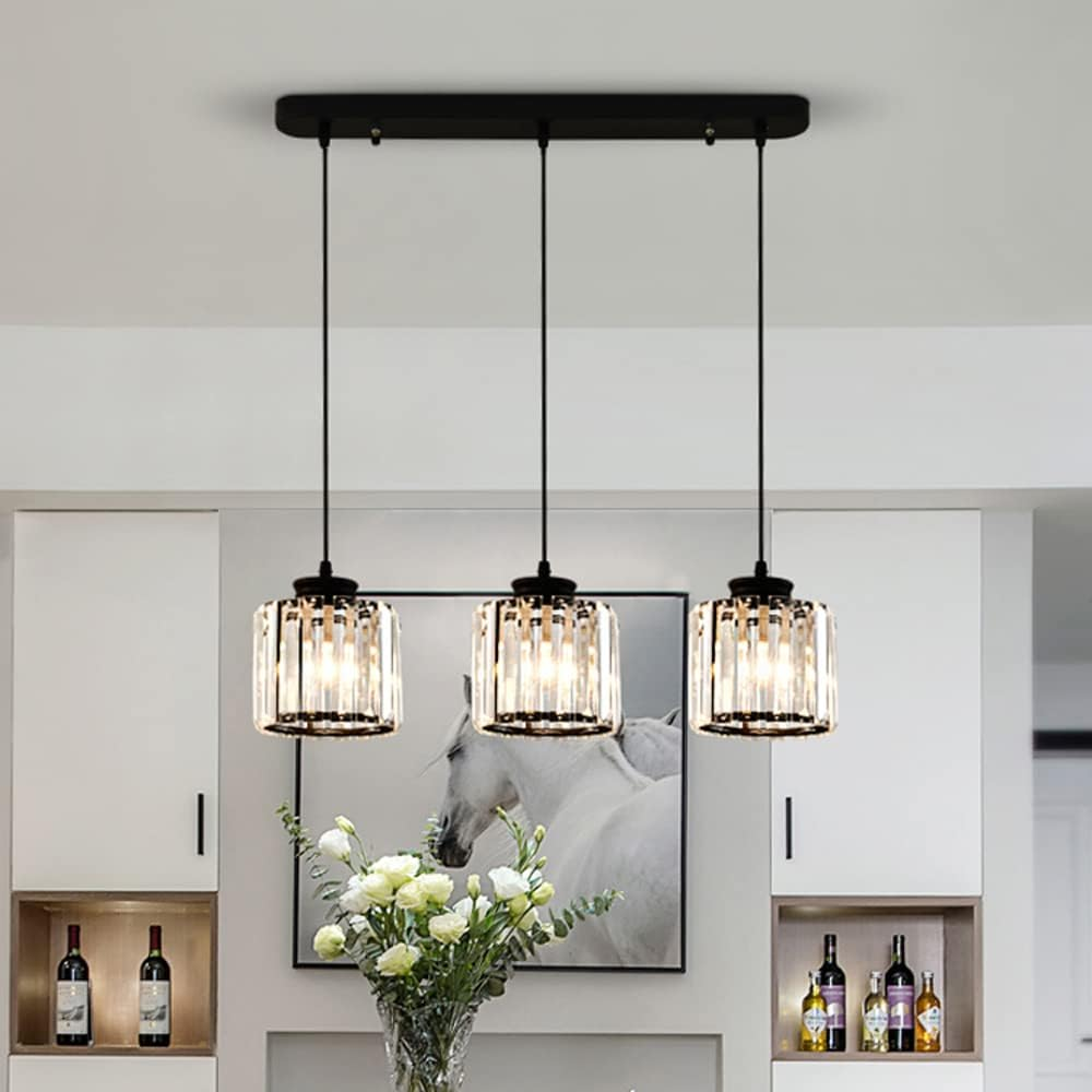 GlanzInsel: Lampadario in cristallo di design 3 fiamme – elegante e luminoso per cucina e zona pranzo