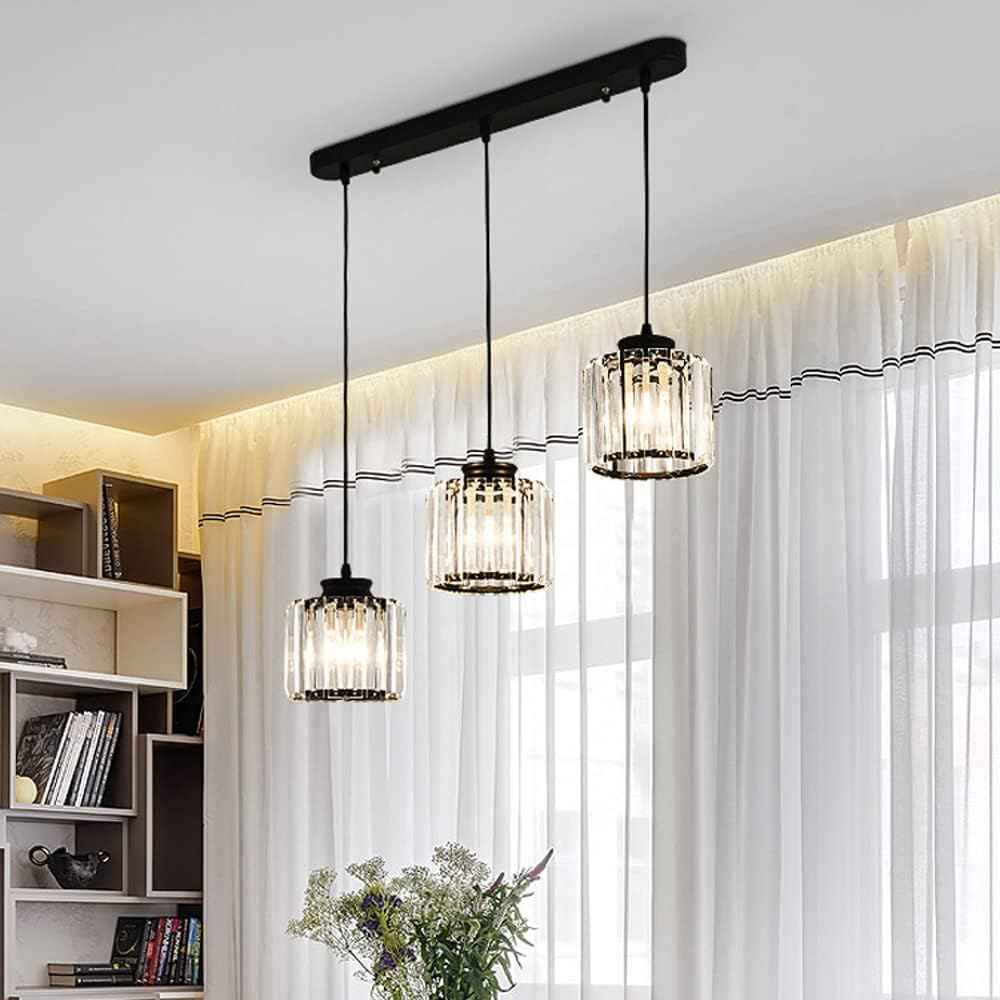 GlanzInsel: Lampadario in cristallo di design 3 fiamme – elegante e luminoso per cucina e zona pranzo
