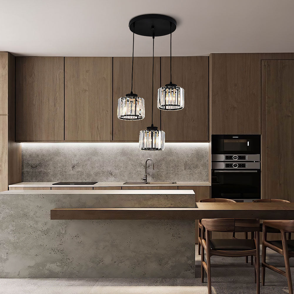 GlanzInsel: Lampadario in cristallo di design 3 fiamme – elegante e luminoso per cucina e zona pranzo