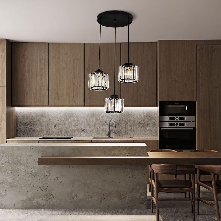 GlanzInsel: Lampadario in cristallo di design 3 fiamme – elegante e luminoso per cucina e zona pranzo