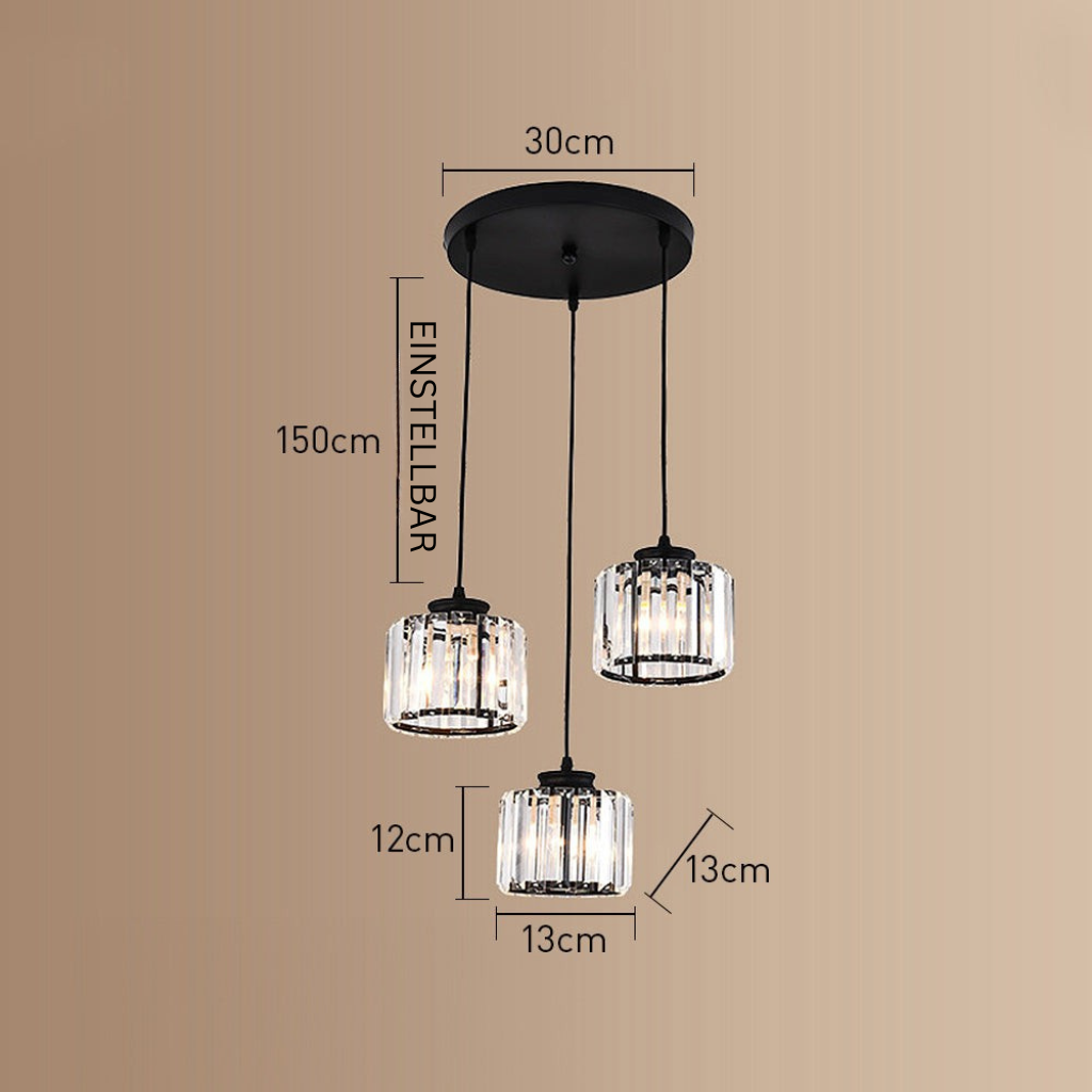 GlanzInsel: Lampadario in cristallo di design 3 fiamme – elegante e luminoso per cucina e zona pranzo
