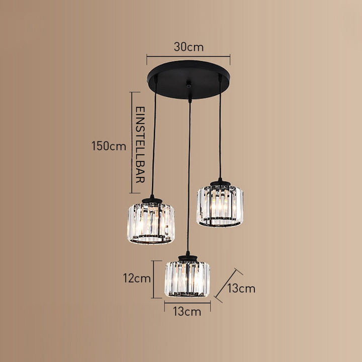 GlanzInsel: Lampadario in cristallo di design 3 fiamme – elegante e luminoso per cucina e zona pranzo