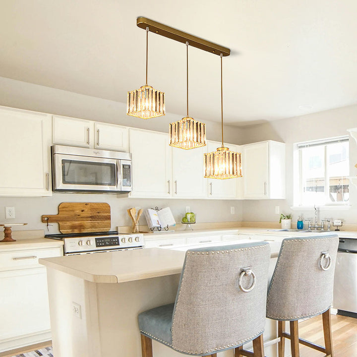 GlanzInsel: Lampadario in cristallo di design 3 fiamme – elegante e luminoso per cucina e zona pranzo